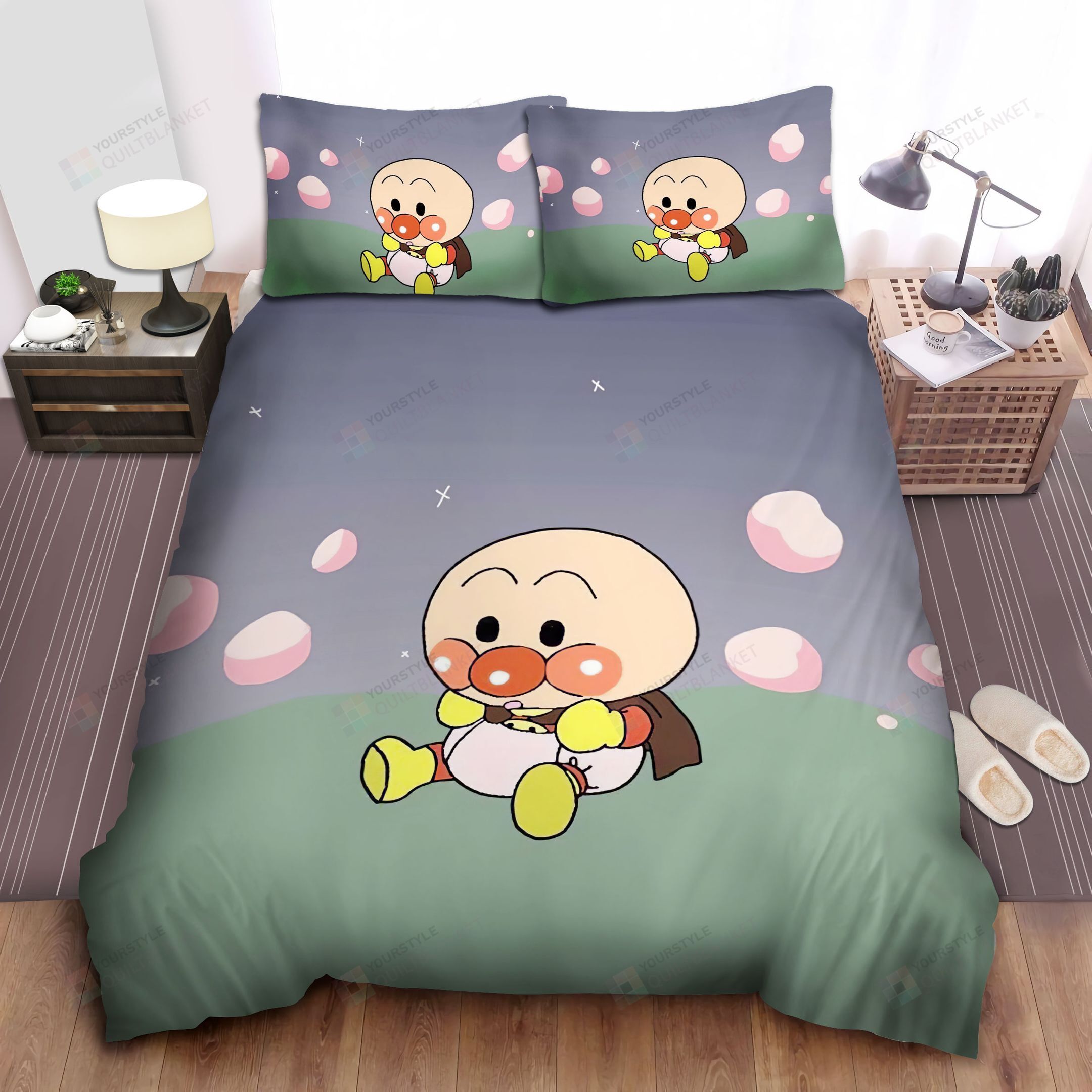 Personalized Bedding Set - Baby Anpanman Spread Included 1 Soft Duvet Cover or Quilt and 2 Lightweight Breathe Pillowcases