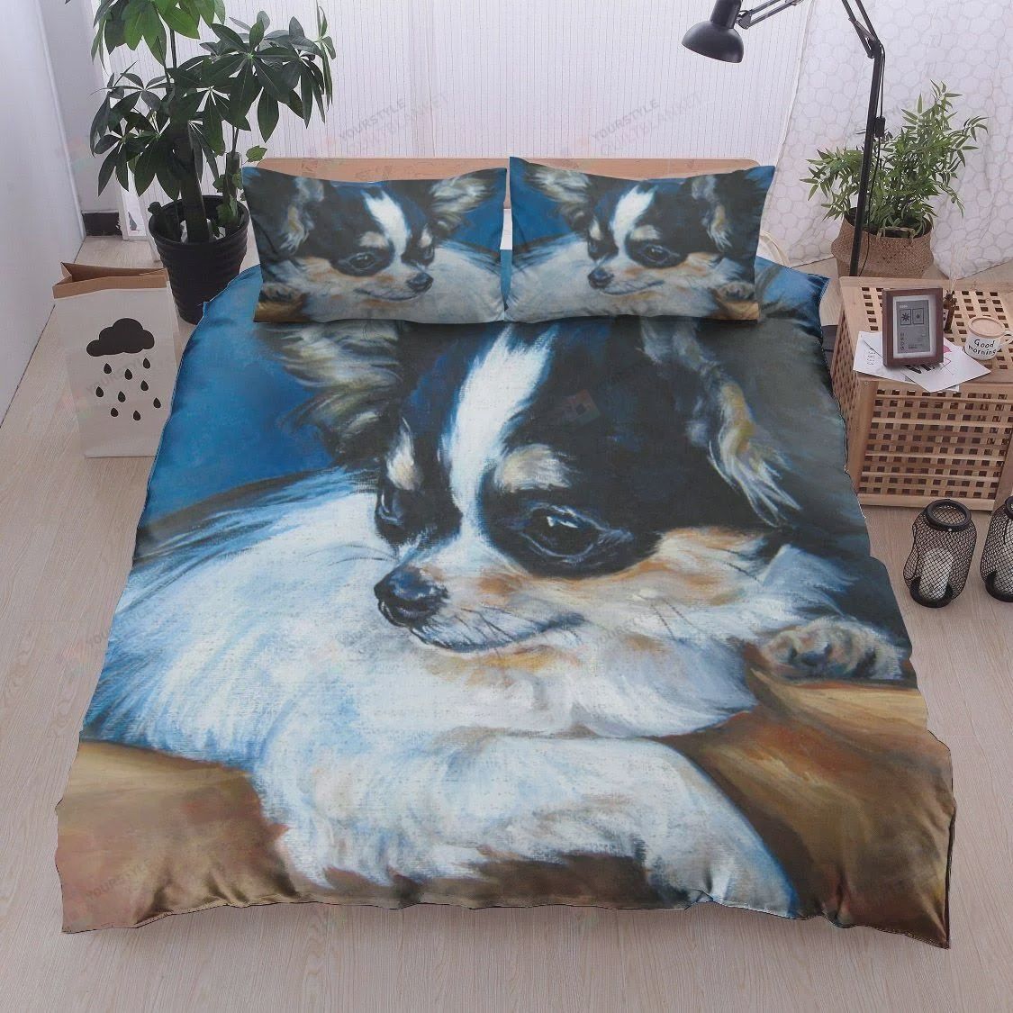 Personalized Bedding Set - Baby Chihuahua Cotton Spread Included 1 Soft Duvet Cover or Quilt and 2 Lightweight Breathe Pillowcases