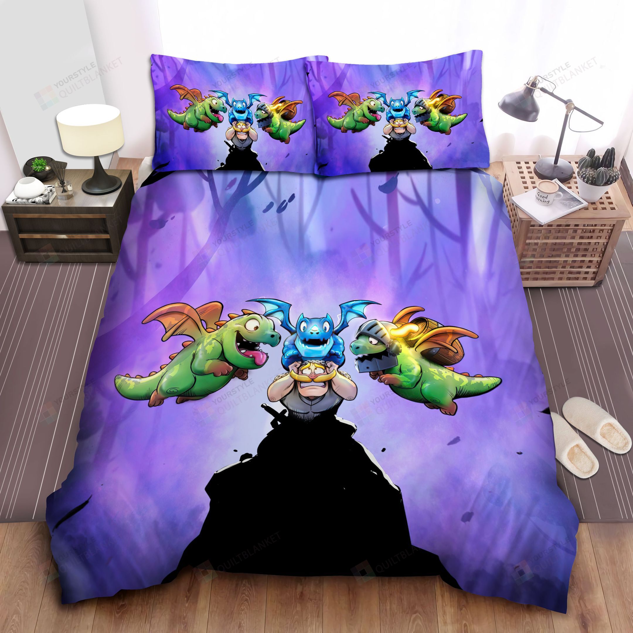 Personalized Bedding Set - Baby Dragon Electro Dragon Spread Included 1 Soft Duvet Cover or Quilt and 2 Lightweight Breathe Pillowcases