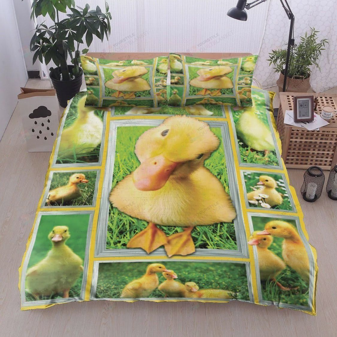 Personalized Bedding Set - Baby Duck Cotton Spread Included 1 Soft Duvet Cover or Quilt and 2 Lightweight Breathe Pillowcases