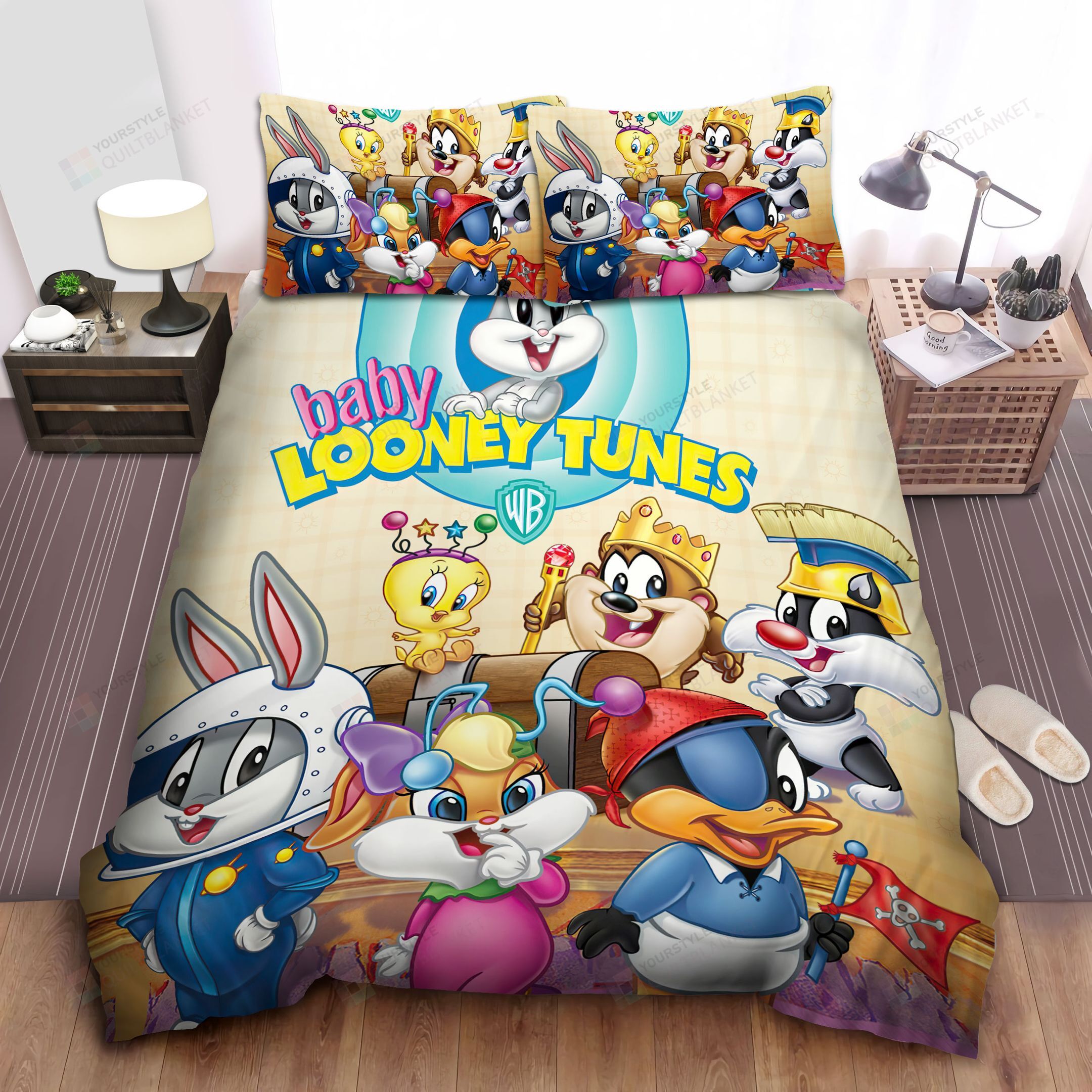 Personalized Bedding Set - Baby Looney Tunes Let's Play Pretend Spread Included 1 Soft Duvet Cover or Quilt and 2 Lightweight Breathe Pillowcases