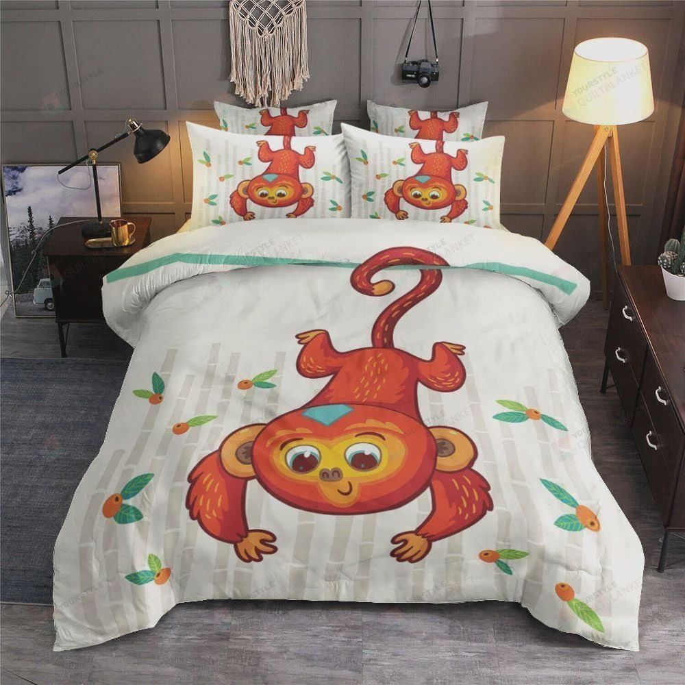 Personalized Bedding Set - Baby Monkey Cotton Spread Included 1 Soft Duvet Cover or Quilt and 2 Lightweight Breathe Pillowcases