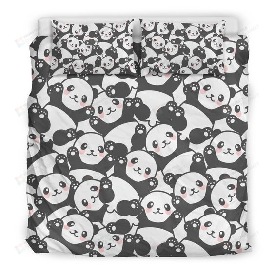 Personalized Bedding Set - Baby Panda Cotton Spread Included 1 Soft Duvet Cover or Quilt and 2 Lightweight Breathe Pillowcases