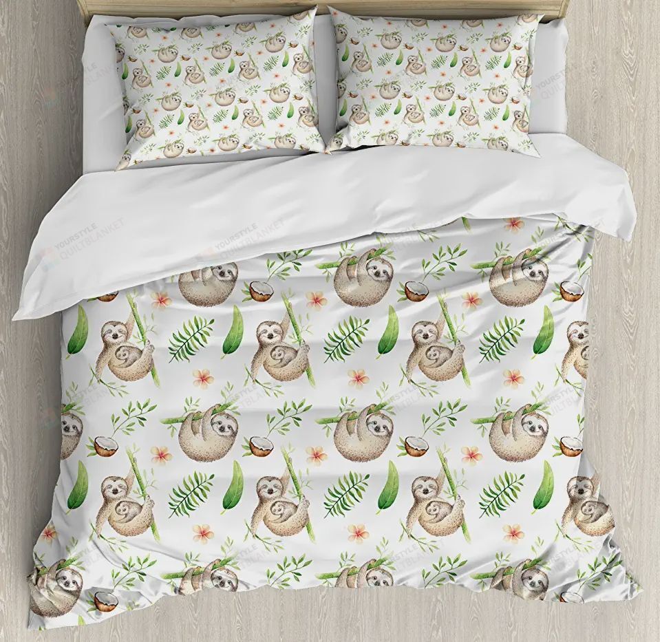 Personalized Bedding Set - Baby Sloth Mother Included 1 Soft Duvet Cover or Quilt and 2 Lightweight Breathe Pillowcases