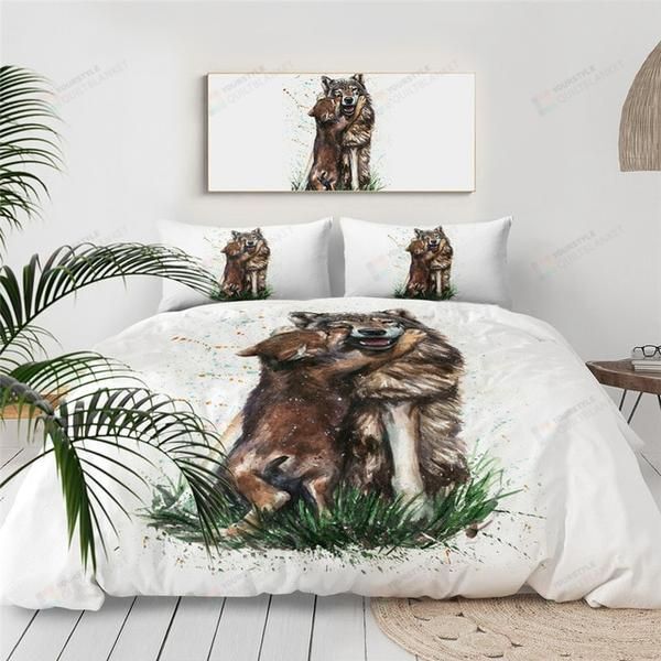 Personalized Bedding Set - Baby Wolf Cotton Spread Included 1 Soft Duvet Cover or Quilt and 2 Lightweight Breathe Pillowcases