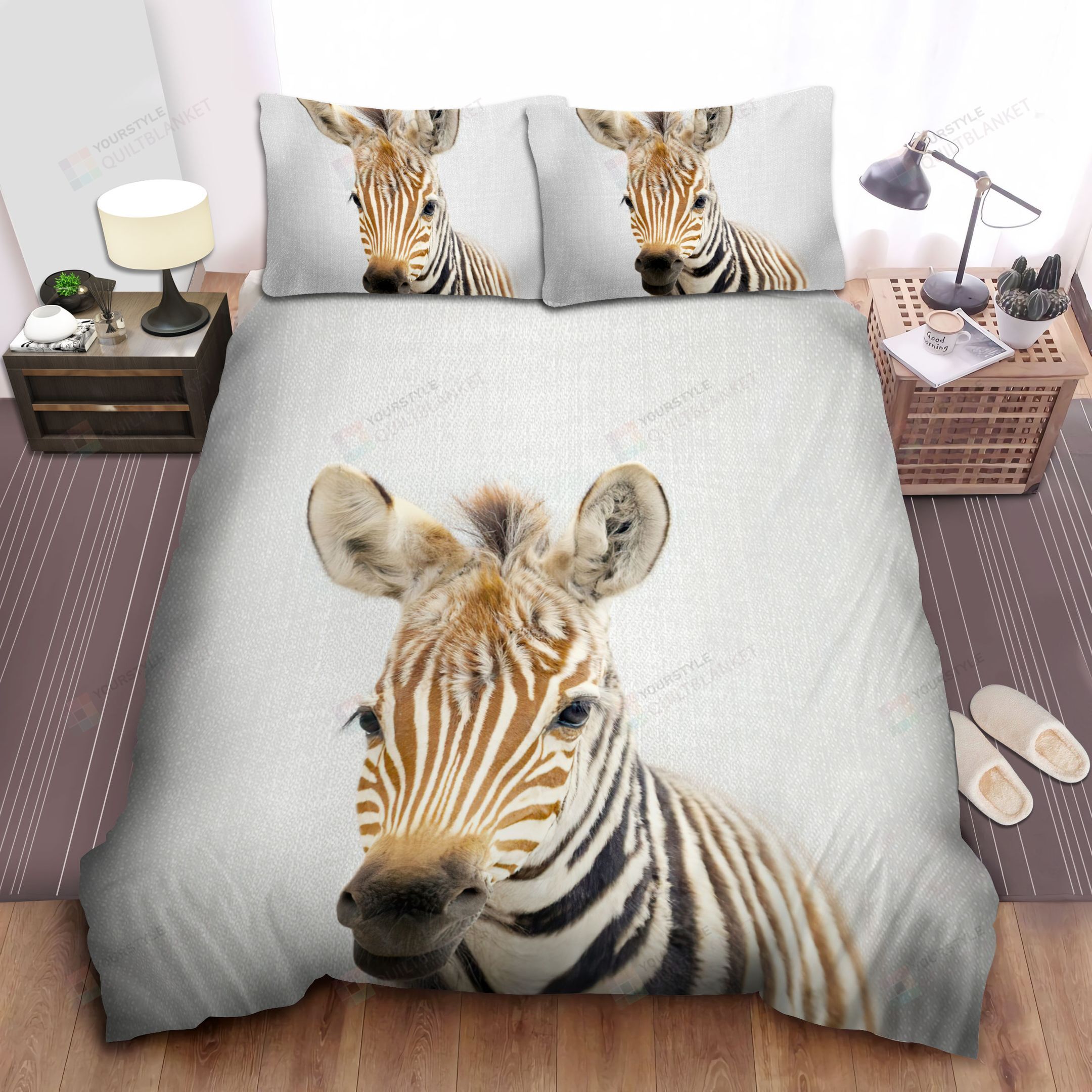 Personalized Bedding Set - Baby Zebra Spread Included 1 Soft Duvet Cover or Quilt and 2 Lightweight Breathe Pillowcases