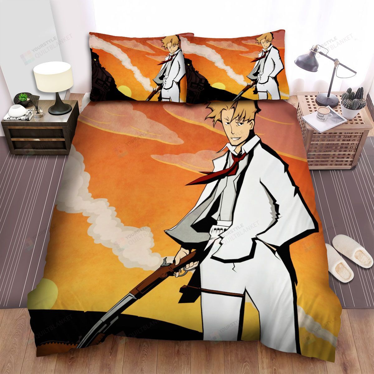 Personalized Bedding Set - Baccano Train Sun Spread Included 1 Soft Duvet Cover or Quilt and 2 Lightweight Breathe Pillowcases