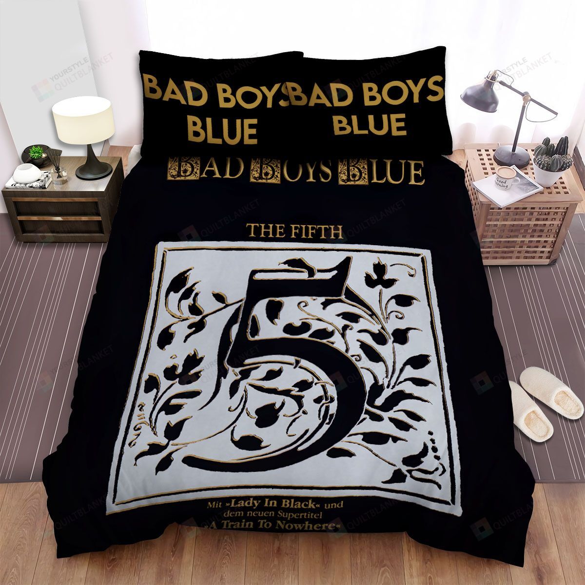 Personalized Bedding Set - Bad Blue Music The Fifth Album Spread Included 1 Soft Duvet Cover or Quilt and 2 Lightweight Breathe Pillowcases