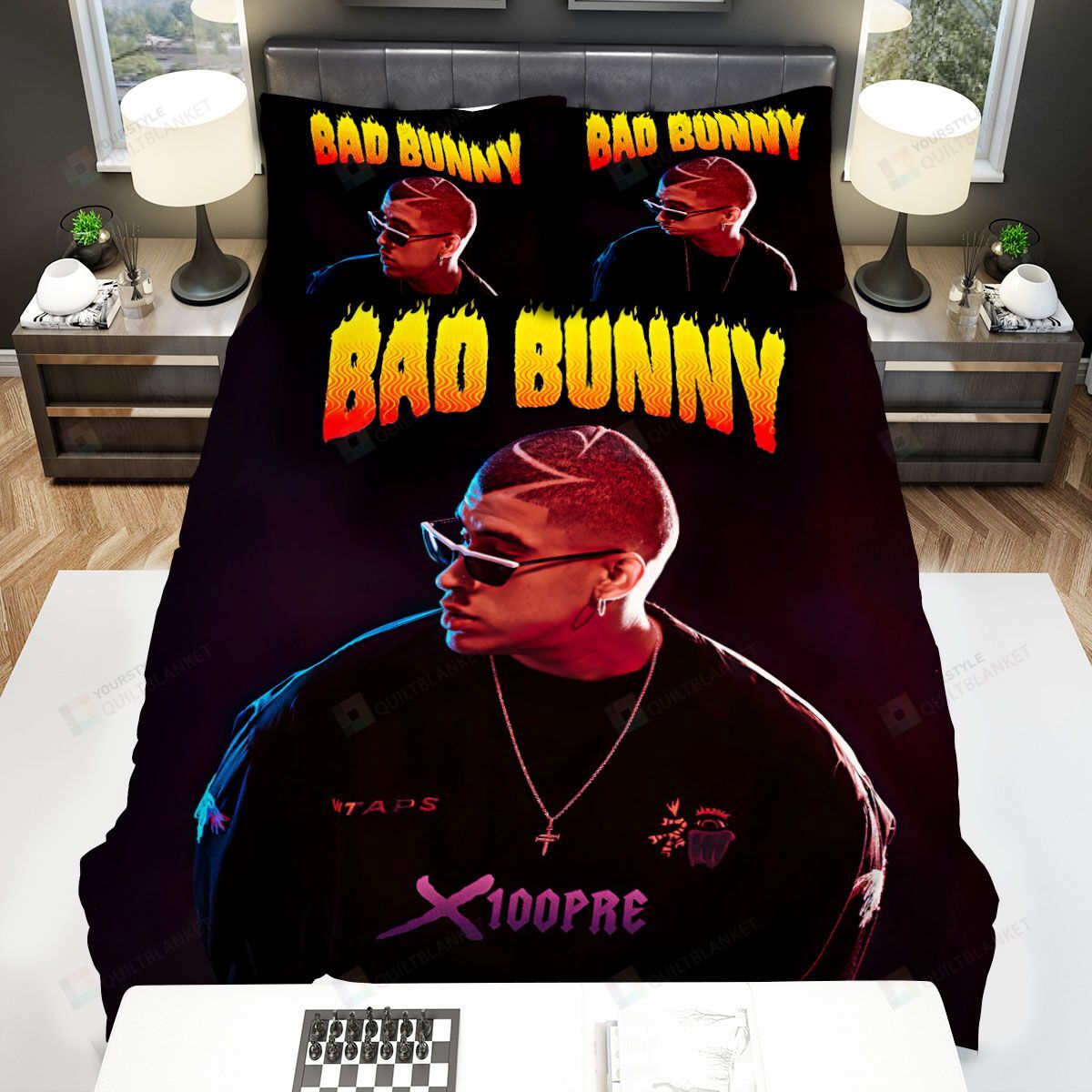 Personalized Bedding Set - Bad Bunny Spread Included 1 Soft Duvet Cover or Quilt and 2 Lightweight Breathe Pillowcases