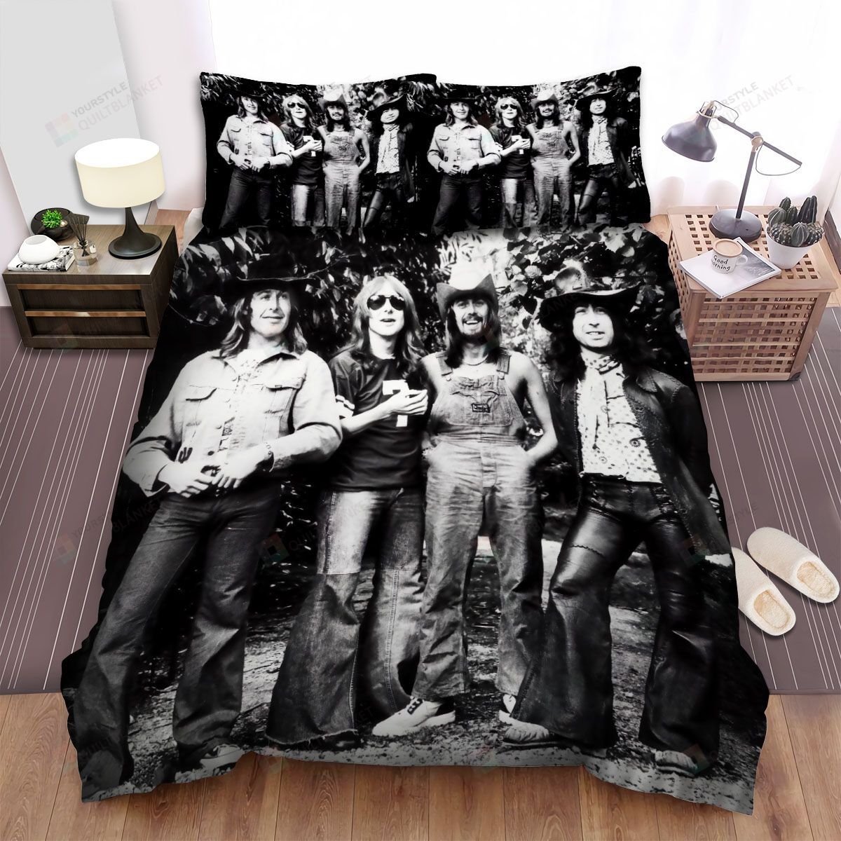 Personalized Bedding Set - Bad Company Band Tree Background Spread Included 1 Soft Duvet Cover or Quilt and 2 Lightweight Breathe Pillowcases