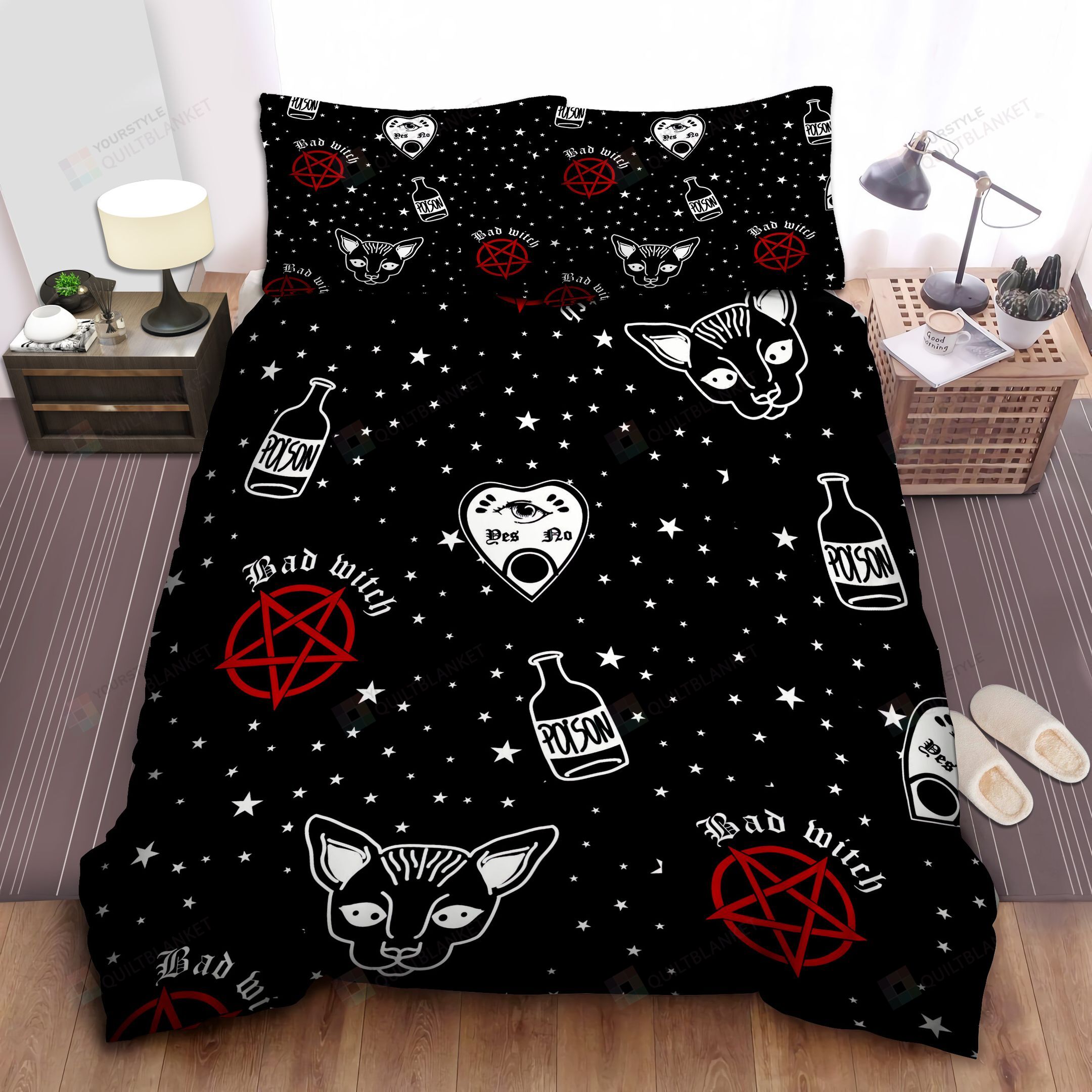 Personalized Bedding Set - Bad Witch Poison Pattern Spread Included 1 Soft Duvet Cover or Quilt and 2 Lightweight Breathe Pillowcases