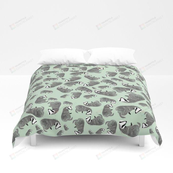 Personalized Bedding Set - Badger Pattern Great Gifts Birthday Christmas Thanksgiving Included 1 Soft Duvet Cover or Quilt and 2 Lightweight Breathe Pillowcases
