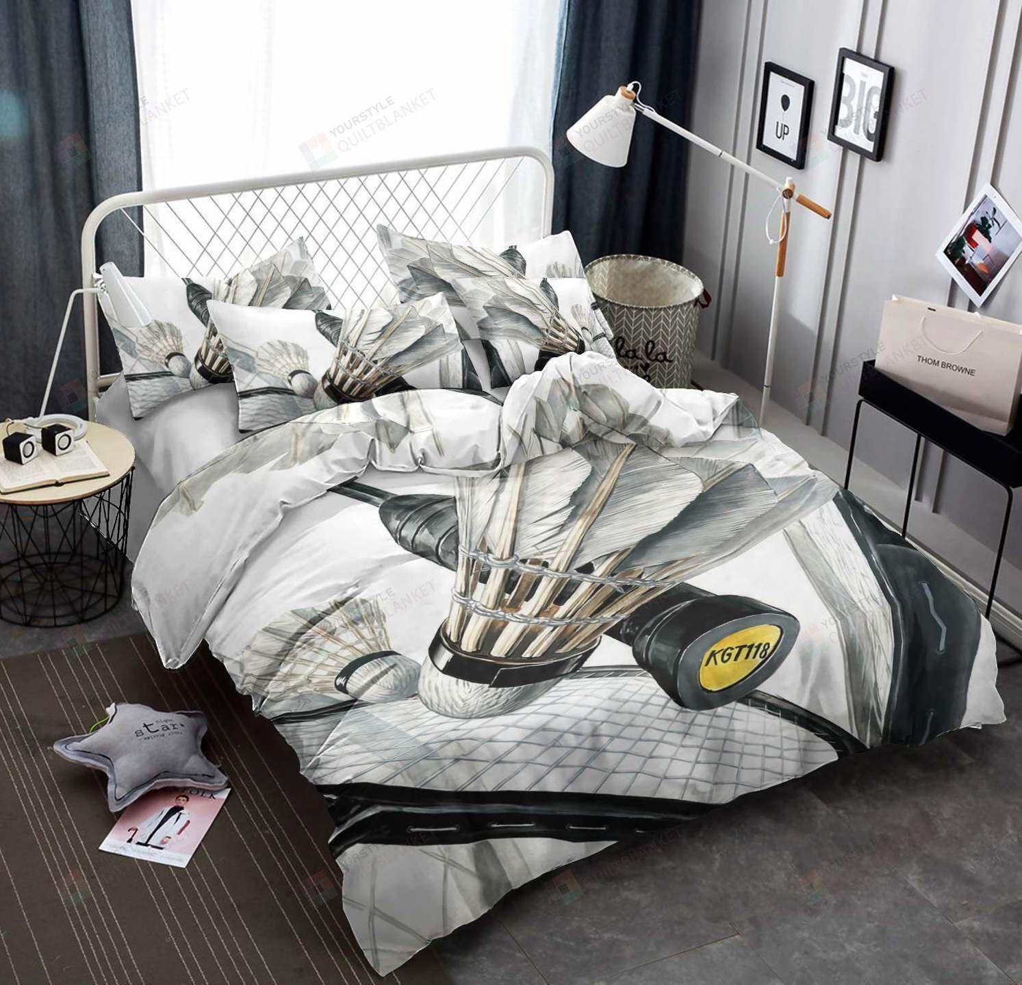 Personalized Bedding Set - Badminton Cotton Spread Included 1 Soft Duvet Cover or Quilt and 2 Lightweight Breathe Pillowcases