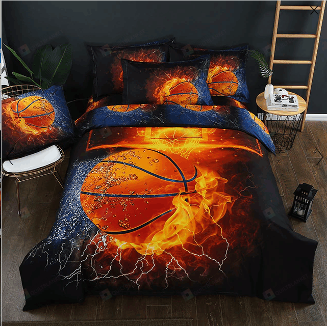 Personalized Bedding Set - Baketball Cotton Spread Included 1 Soft Duvet Cover or Quilt and 2 Lightweight Breathe Pillowcases