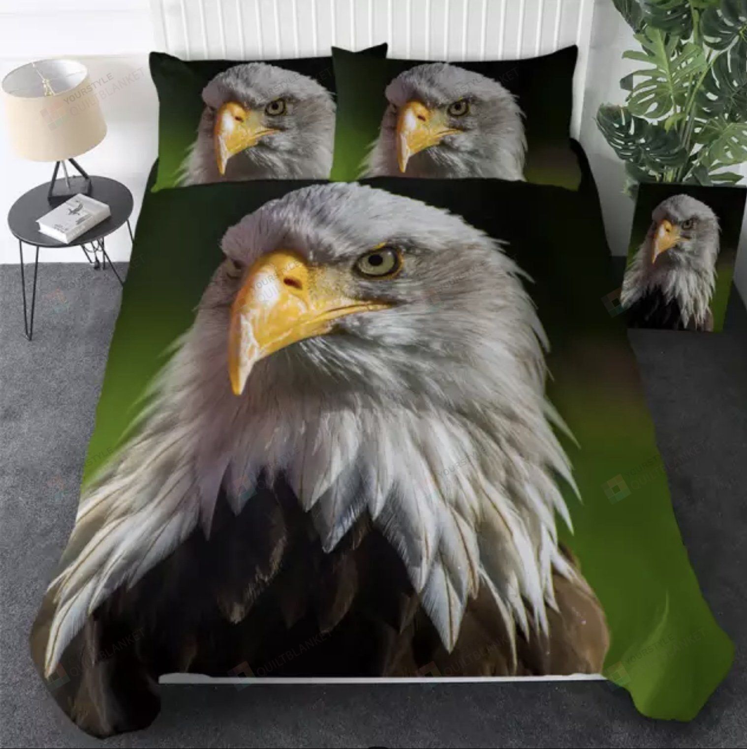 Personalized Bedding Set - Bald Eagle Included 1 Soft Duvet Cover or Quilt and 2 Lightweight Breathe Pillowcases