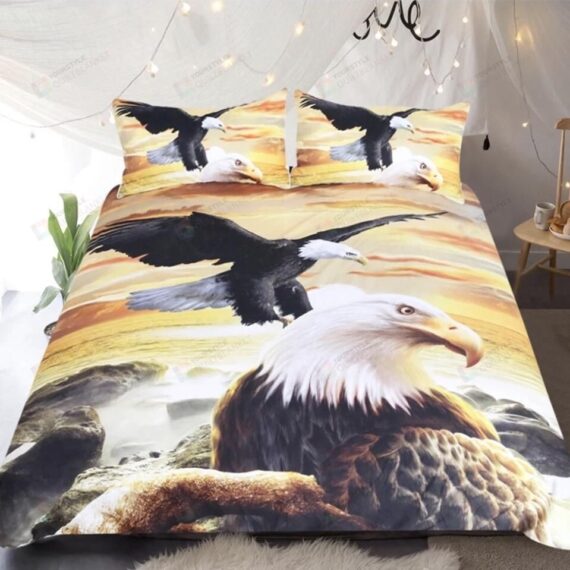 Personalized Bedding Set - Bald Eagle Included 1 Soft Duvet Cover or Quilt and 2 Lightweight Breathe Pillowcases