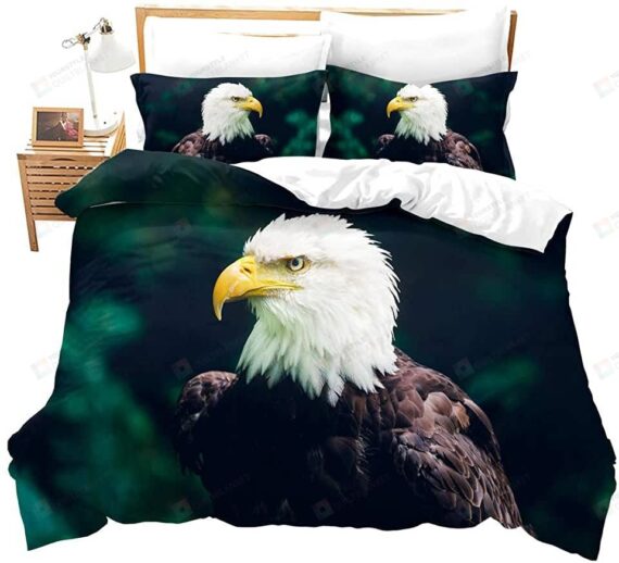 Personalized Bedding Set - Bald Eagle Included 1 Soft Duvet Cover or Quilt and 2 Lightweight Breathe Pillowcases