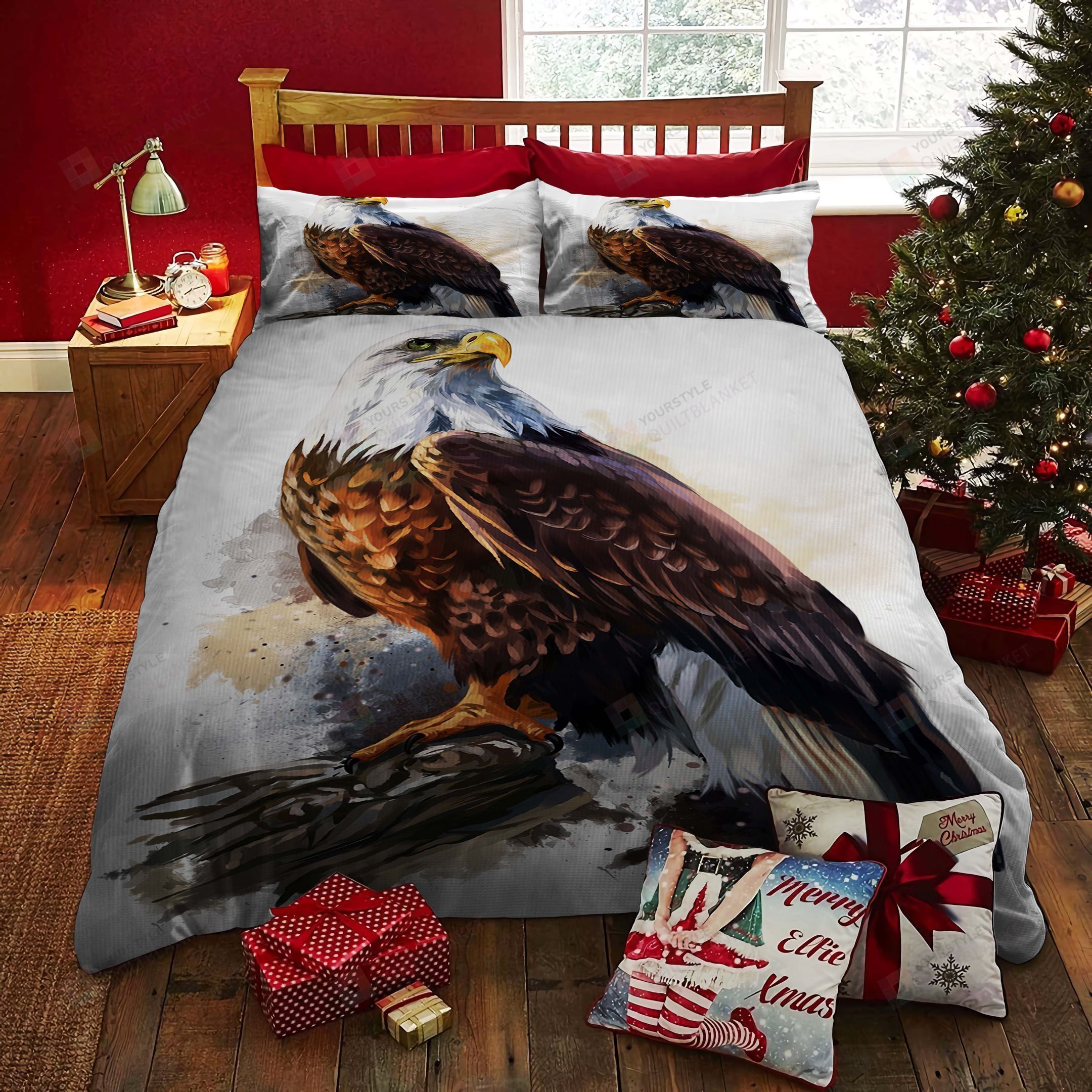 Personalized Bedding Set - Bald Eagle Included 1 Soft Duvet Cover or Quilt and 2 Lightweight Breathe Pillowcases