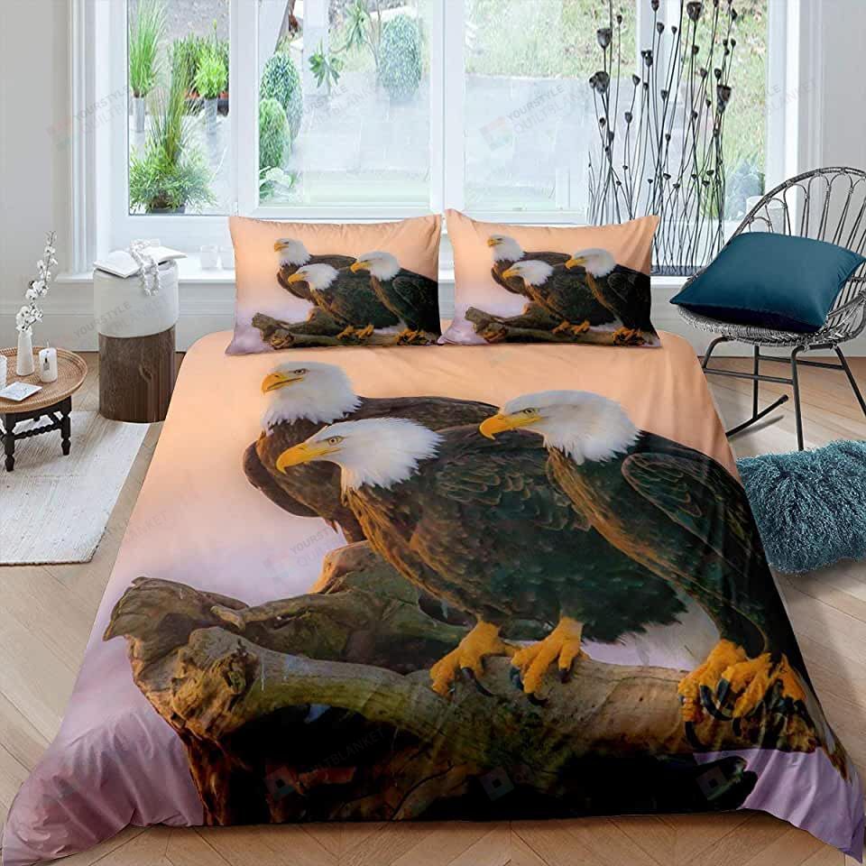 Personalized Bedding Set - Bald Eagle Spread Included 1 Soft Duvet Cover or Quilt and 2 Lightweight Breathe Pillowcases