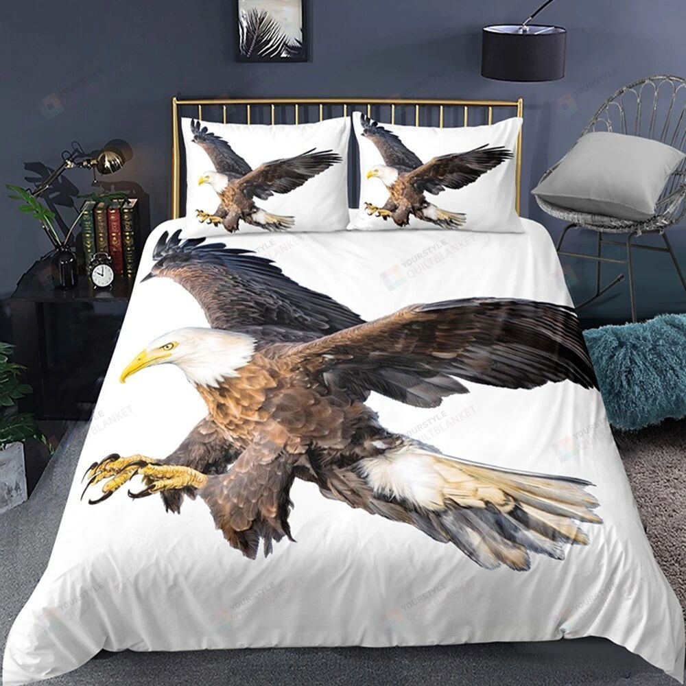 Personalized Bedding Set - Bald Eagle Spread Included 1 Soft Duvet Cover or Quilt and 2 Lightweight Breathe Pillowcases