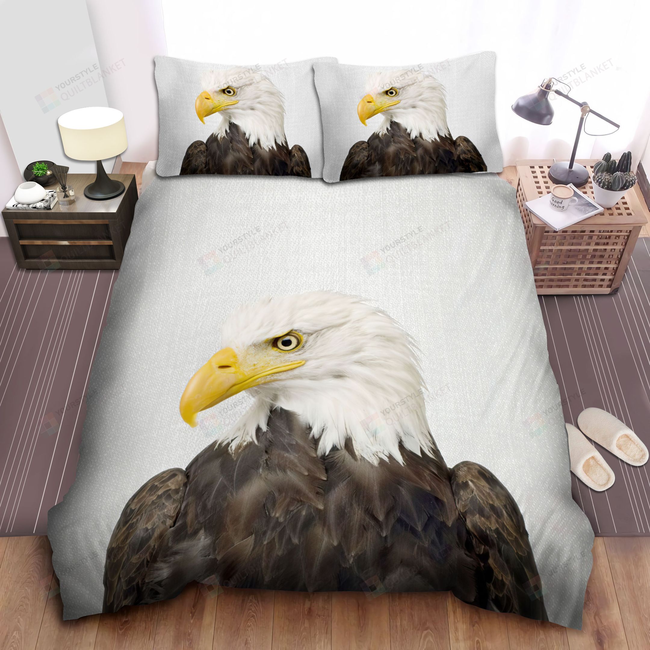Personalized Bedding Set - Bald Eagle Spread Included 1 Soft Duvet Cover or Quilt and 2 Lightweight Breathe Pillowcases
