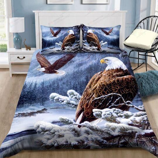 Personalized Bedding Set - Bald Eagle Winter Spread Included 1 Soft Duvet Cover or Quilt and 2 Lightweight Breathe Pillowcases