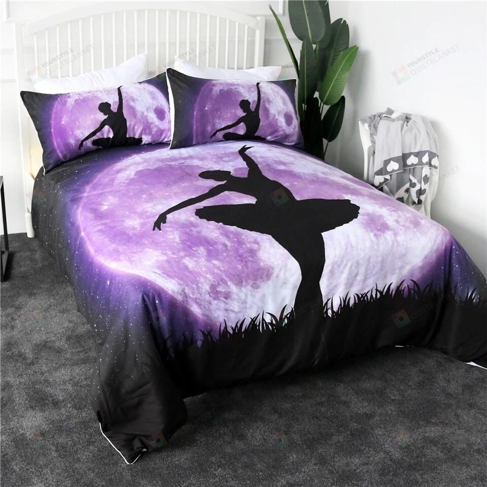 Personalized Bedding Set - Ballerina Dancing Cotton Spread Included 1 Soft Duvet Cover or Quilt and 2 Lightweight Breathe Pillowcases