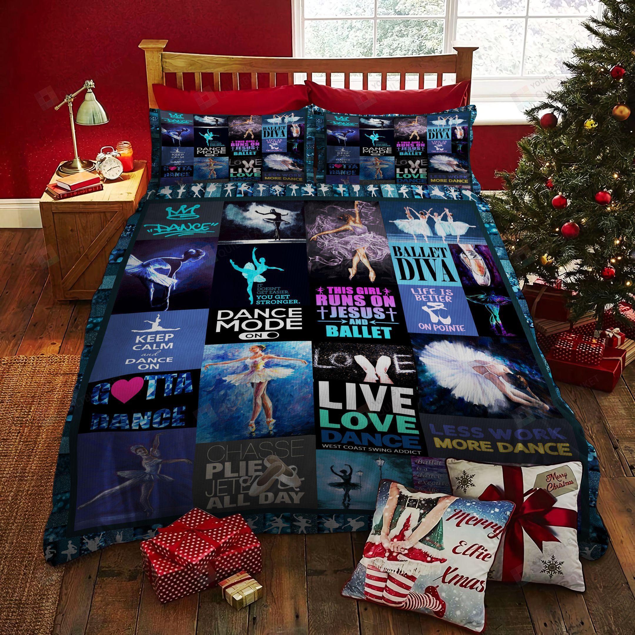 Personalized Bedding Set - Ballet Cotton Spread Included 1 Soft Duvet Cover or Quilt and 2 Lightweight Breathe Pillowcases