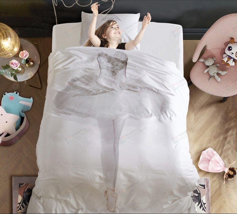 Personalized Bedding Set - Ballet Cotton Spread Included 1 Soft Duvet Cover or Quilt and 2 Lightweight Breathe Pillowcases
