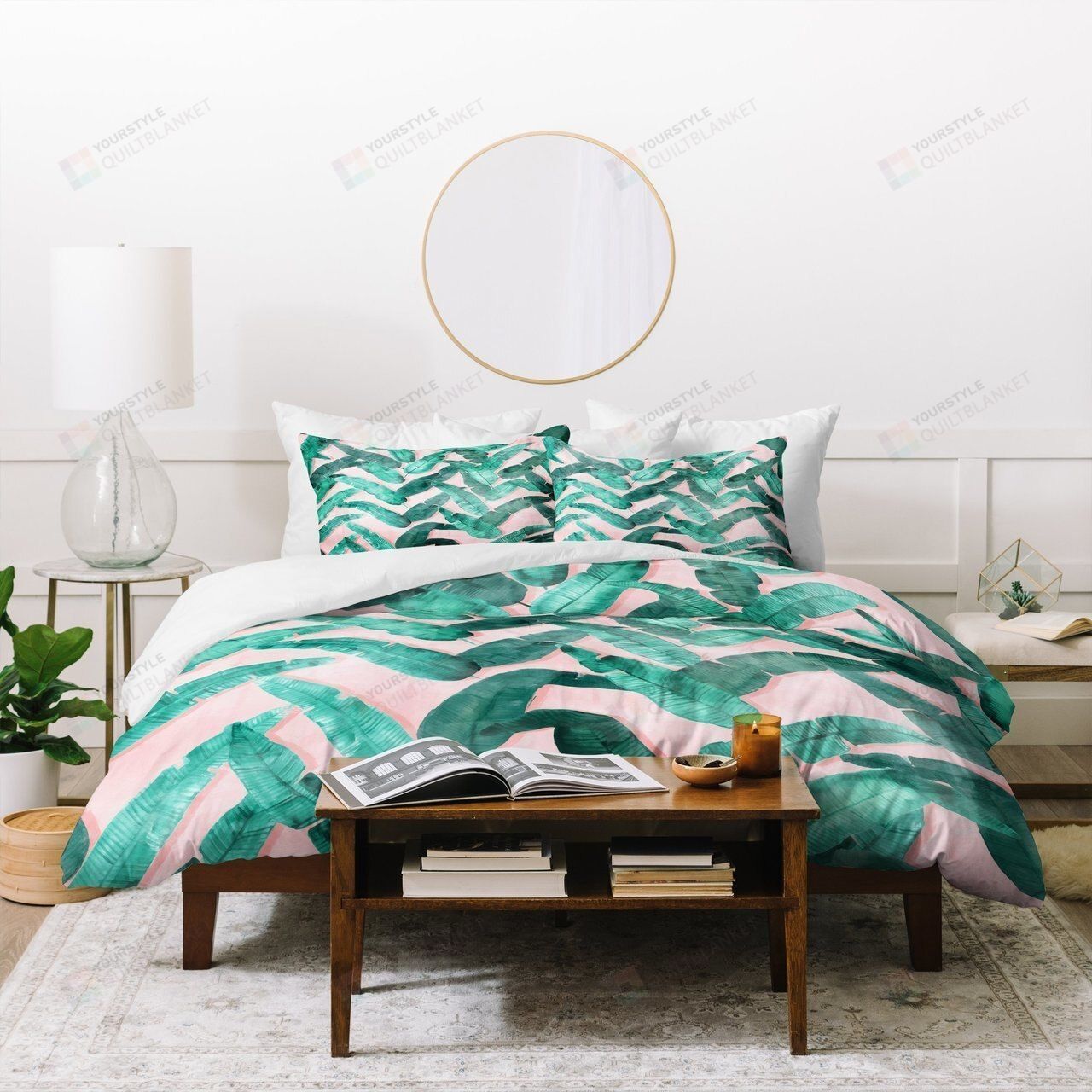 Personalized Bedding Set - Banana Leaf Great Gifts Birthday Christmas Thanksgiving Included 1 Soft Duvet Cover or Quilt and 2 Lightweight Breathe Pillowcases