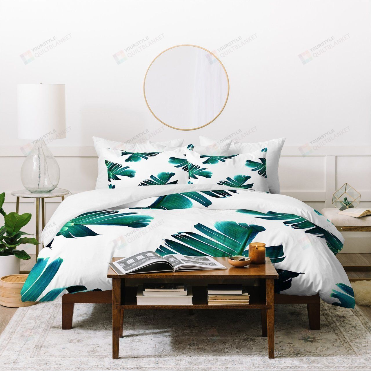 Personalized Bedding Set - Banana Leaf Included 1 Soft Duvet Cover or Quilt and 2 Lightweight Breathe Pillowcases