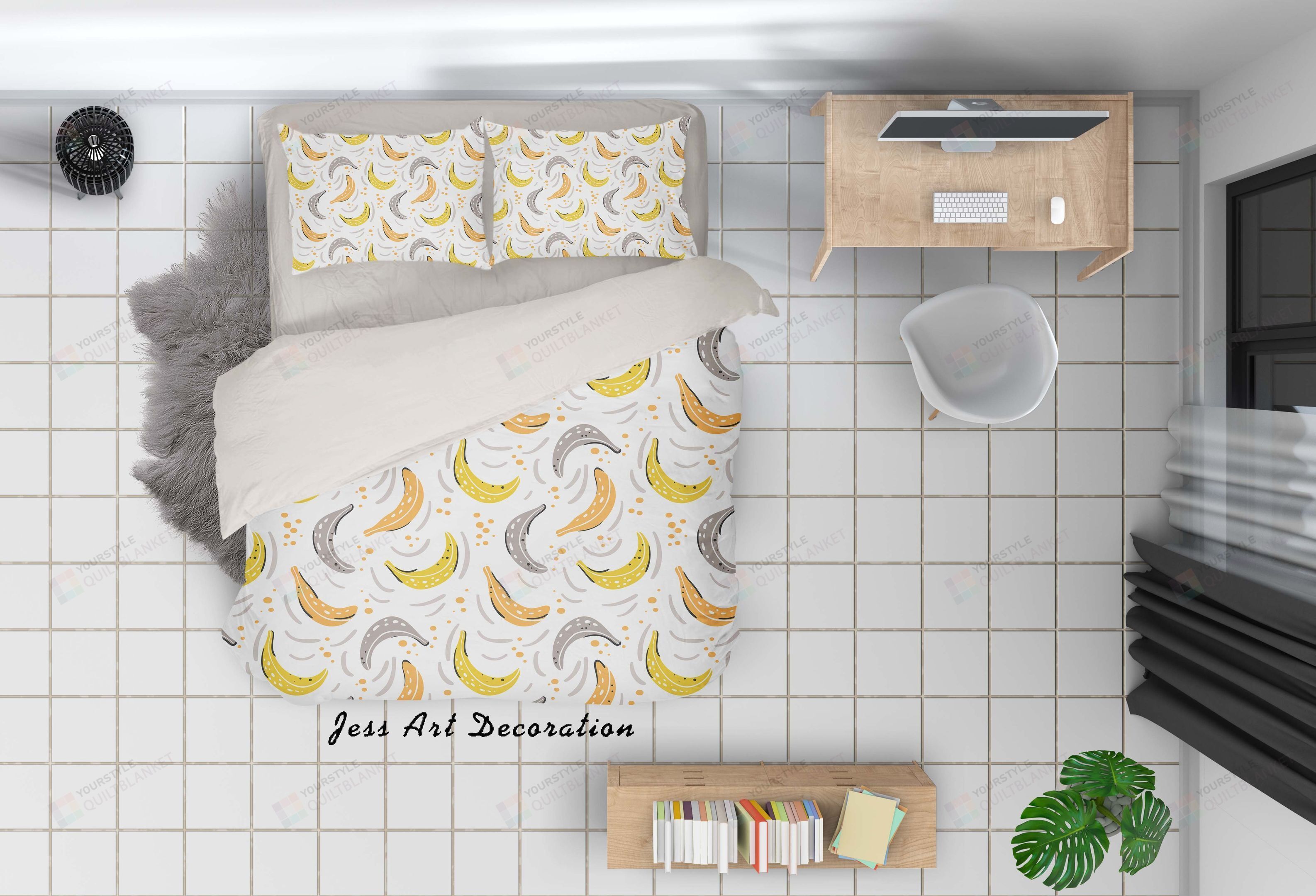 Personalized Bedding Set - Banana Pattern Great Gifts Birthday Christmas Thanksgiving Included 1 Soft Duvet Cover or Quilt and 2 Lightweight Breathe Pillowcases