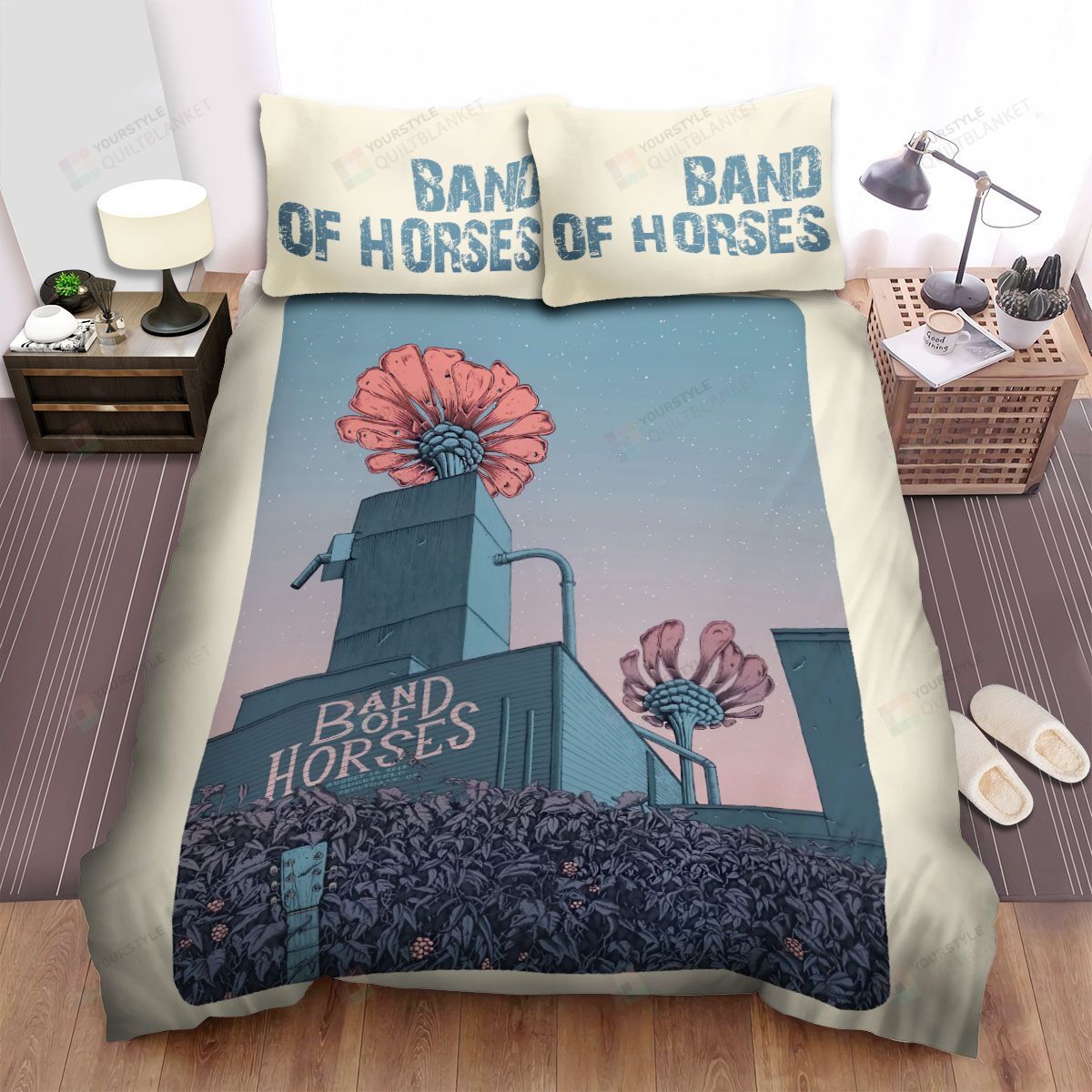 Personalized Bedding Set - Band Of Horses Band Flower Picture Spread Included 1 Soft Duvet Cover or Quilt and 2 Lightweight Breathe Pillowcases