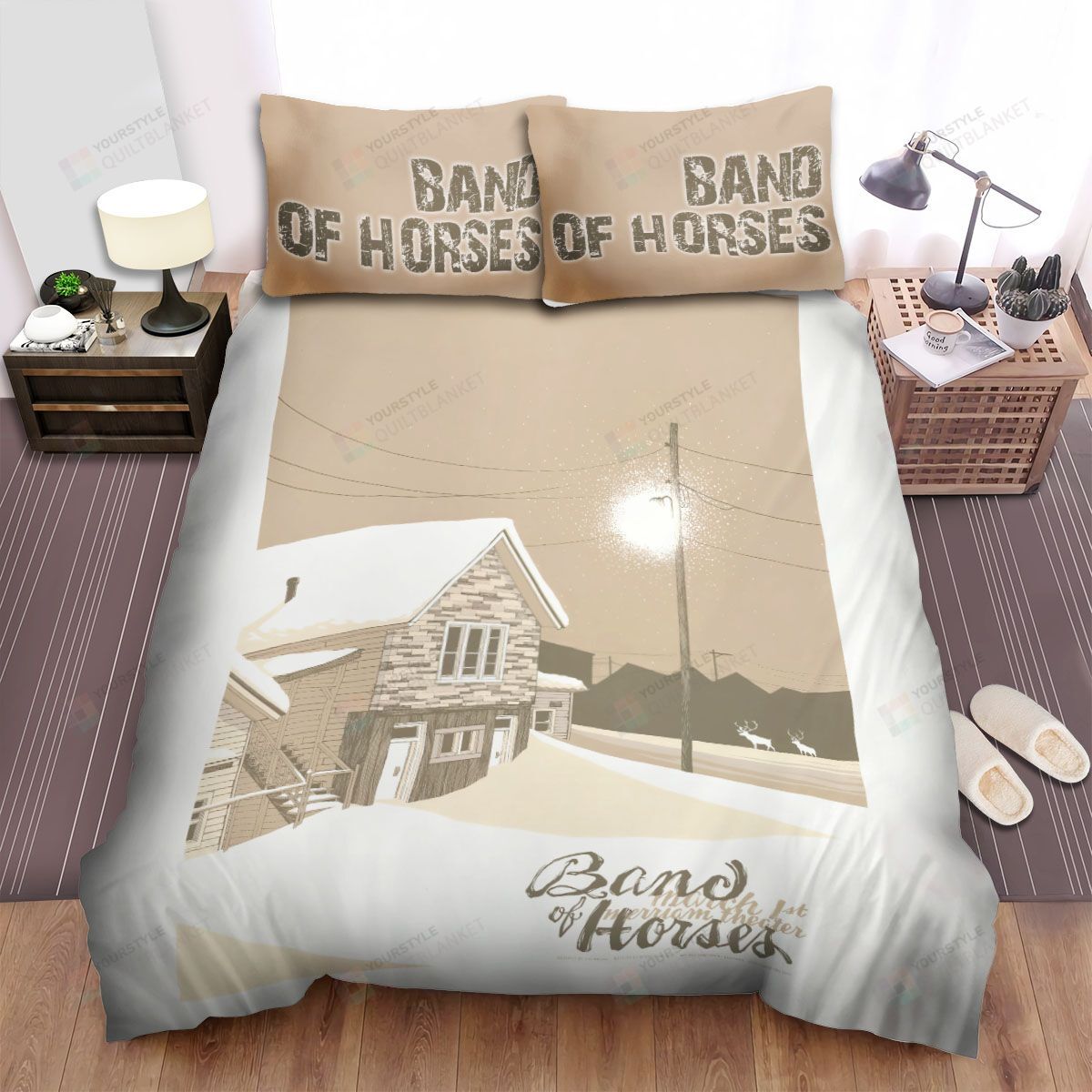 Personalized Bedding Set - Band Of Horses Band Snow House Spread Included 1 Soft Duvet Cover or Quilt and 2 Lightweight Breathe Pillowcases