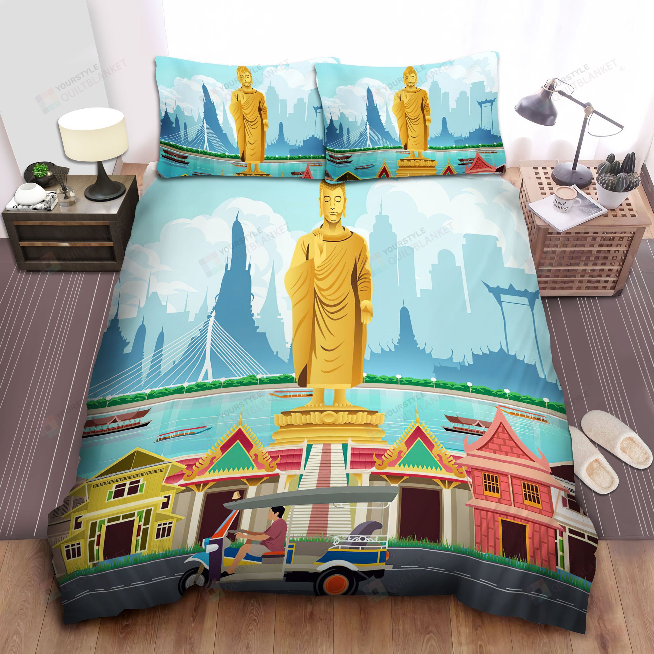 Personalized Bedding Set - Bangkok Spread Included 1 Soft Duvet Cover or Quilt and 2 Lightweight Breathe Pillowcases