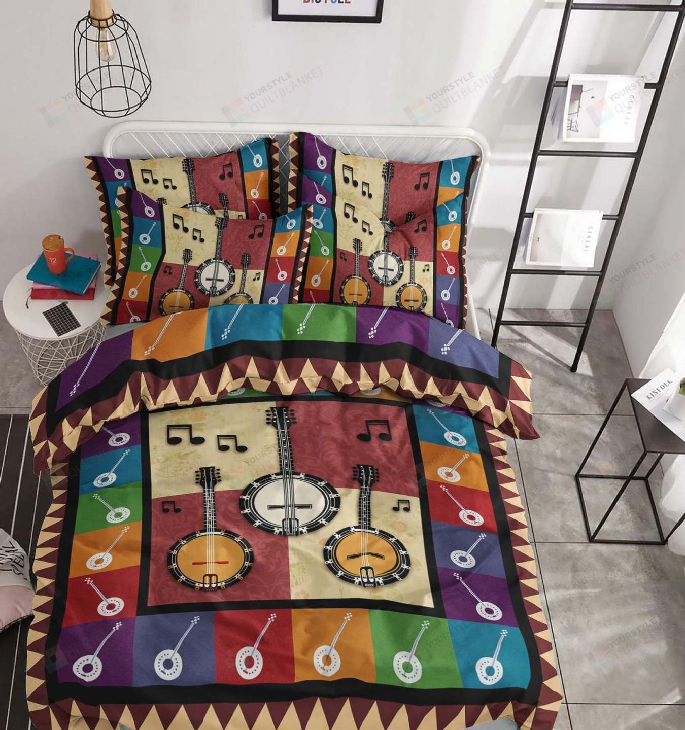 Personalized Bedding Set - Banjo Cotton Spread Included 1 Soft Duvet Cover or Quilt and 2 Lightweight Breathe Pillowcases