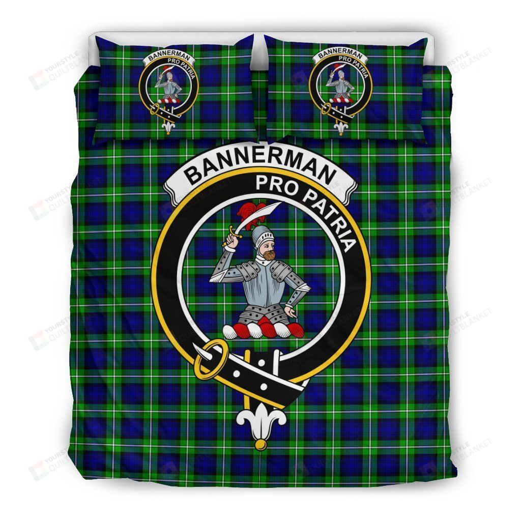 Personalized Bedding Set - Bannerman Clan Badge Tartan Cotton Spread Included 1 Soft Duvet Cover or Quilt and 2 Lightweight Breathe Pillowcases