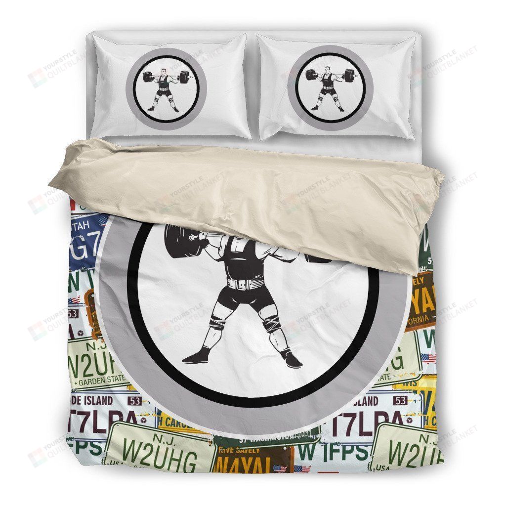Personalized Bedding Set - Barbell Cotton Spread Included 1 Soft Duvet Cover or Quilt and 2 Lightweight Breathe Pillowcases
