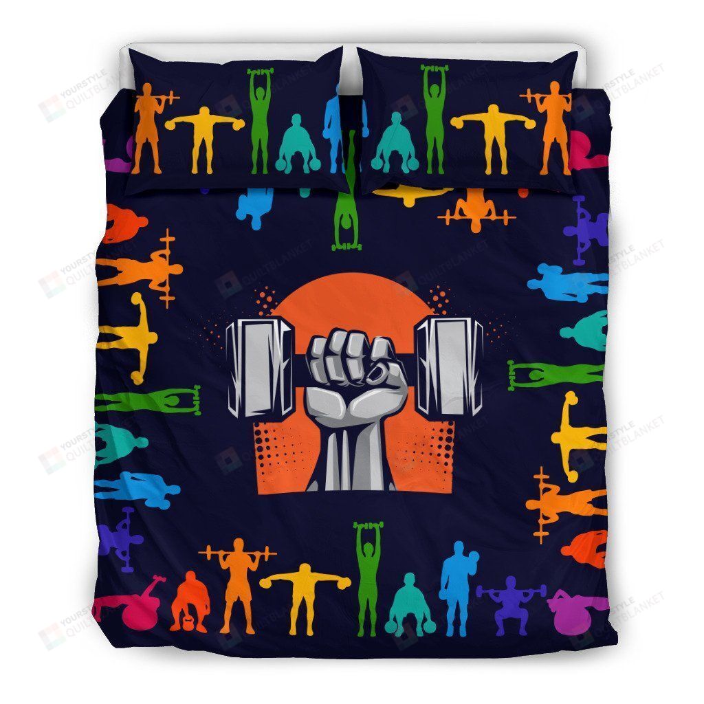 Personalized Bedding Set - Barbell Cotton Spread Included 1 Soft Duvet Cover or Quilt and 2 Lightweight Breathe Pillowcases