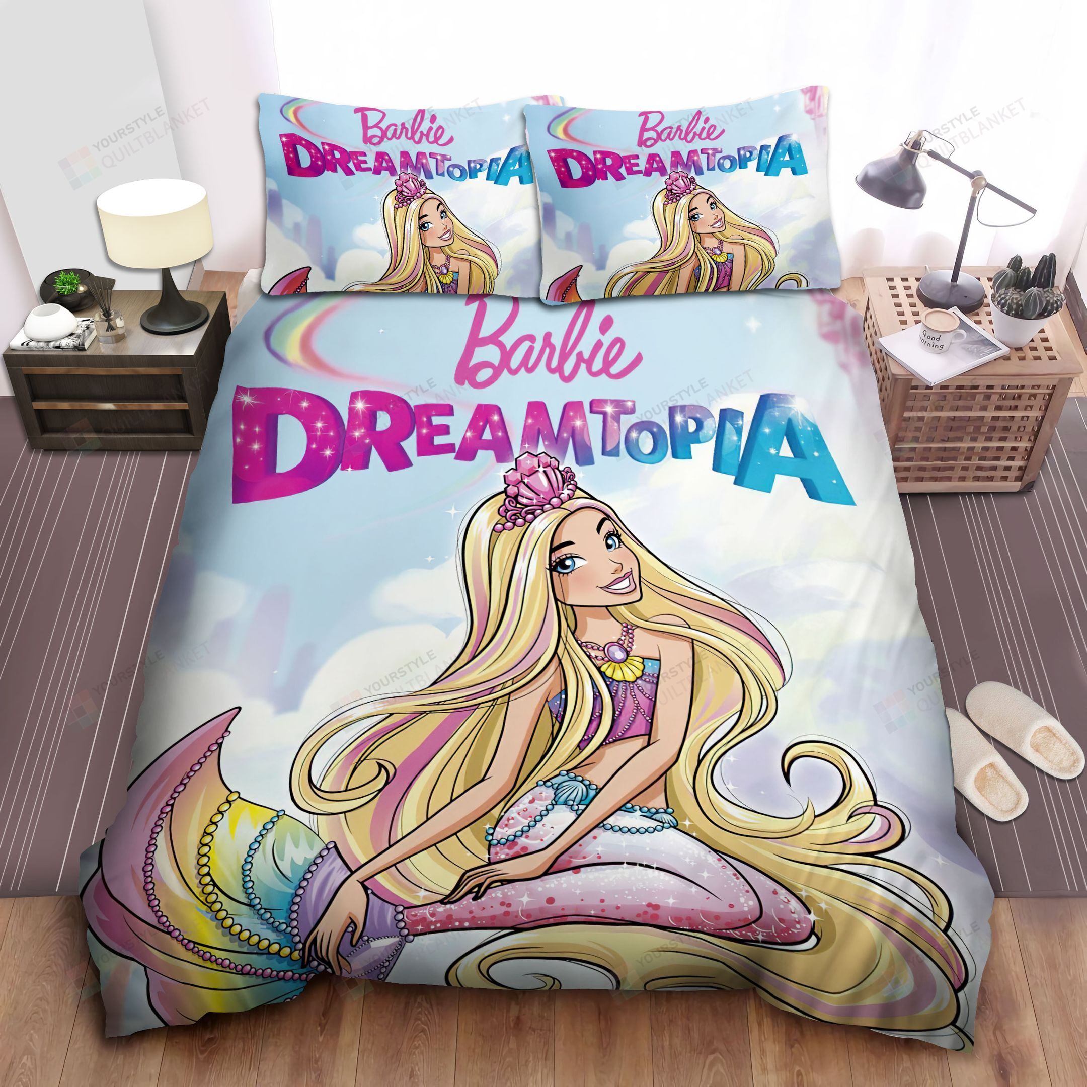 Personalized Bedding Set - Barbie Dreamtopia Spread Included 1 Soft Duvet Cover or Quilt and 2 Lightweight Breathe Pillowcases