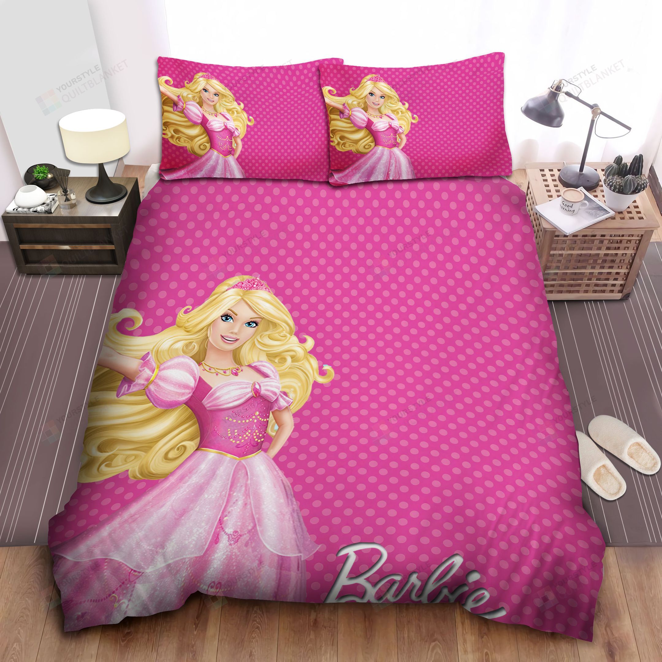 Personalized Bedding Set - Barbie Pink Dress Spread Included 1 Soft Duvet Cover or Quilt and 2 Lightweight Breathe Pillowcases