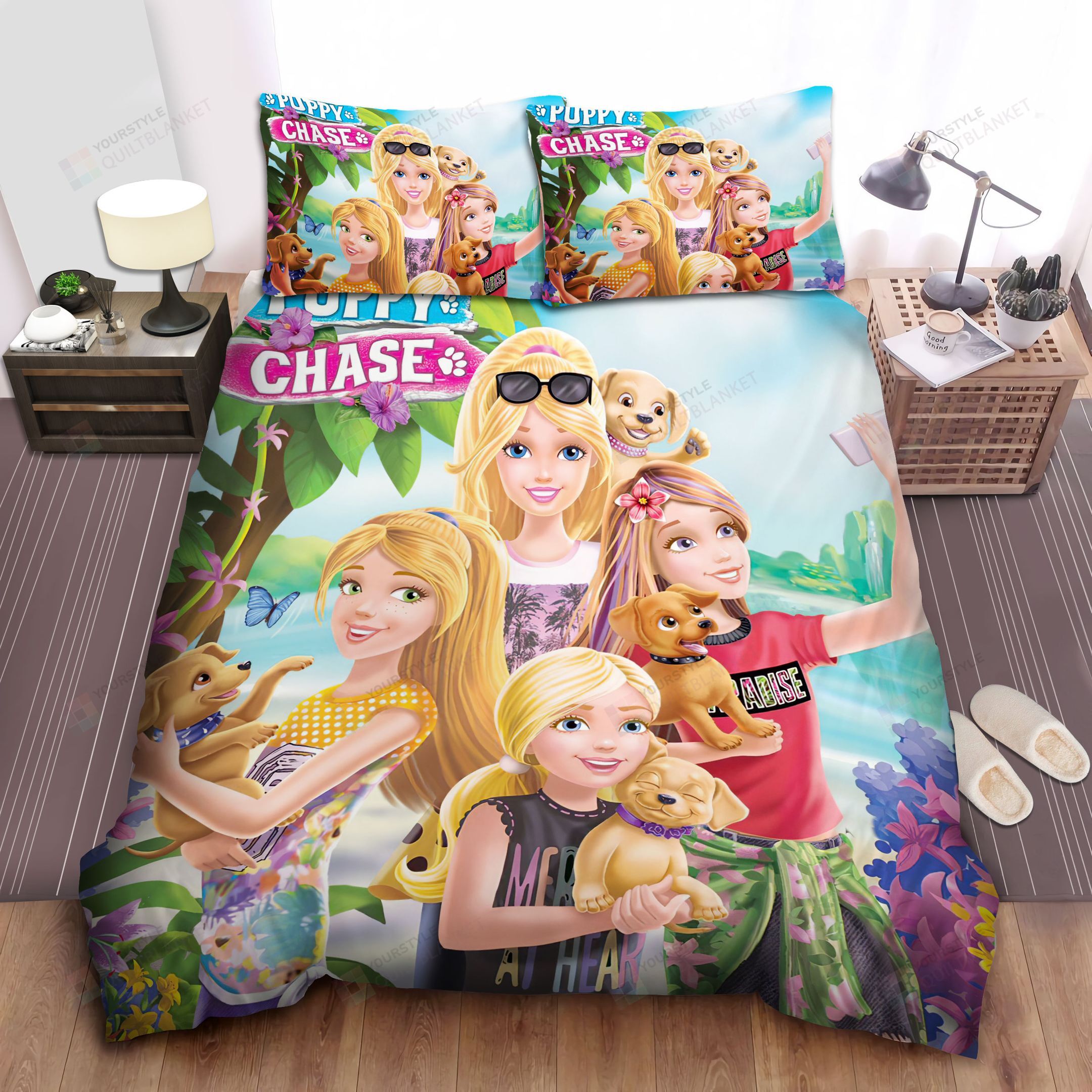 Personalized Bedding Set - Barbie Puppies Spread Included 1 Soft Duvet Cover or Quilt and 2 Lightweight Breathe Pillowcases