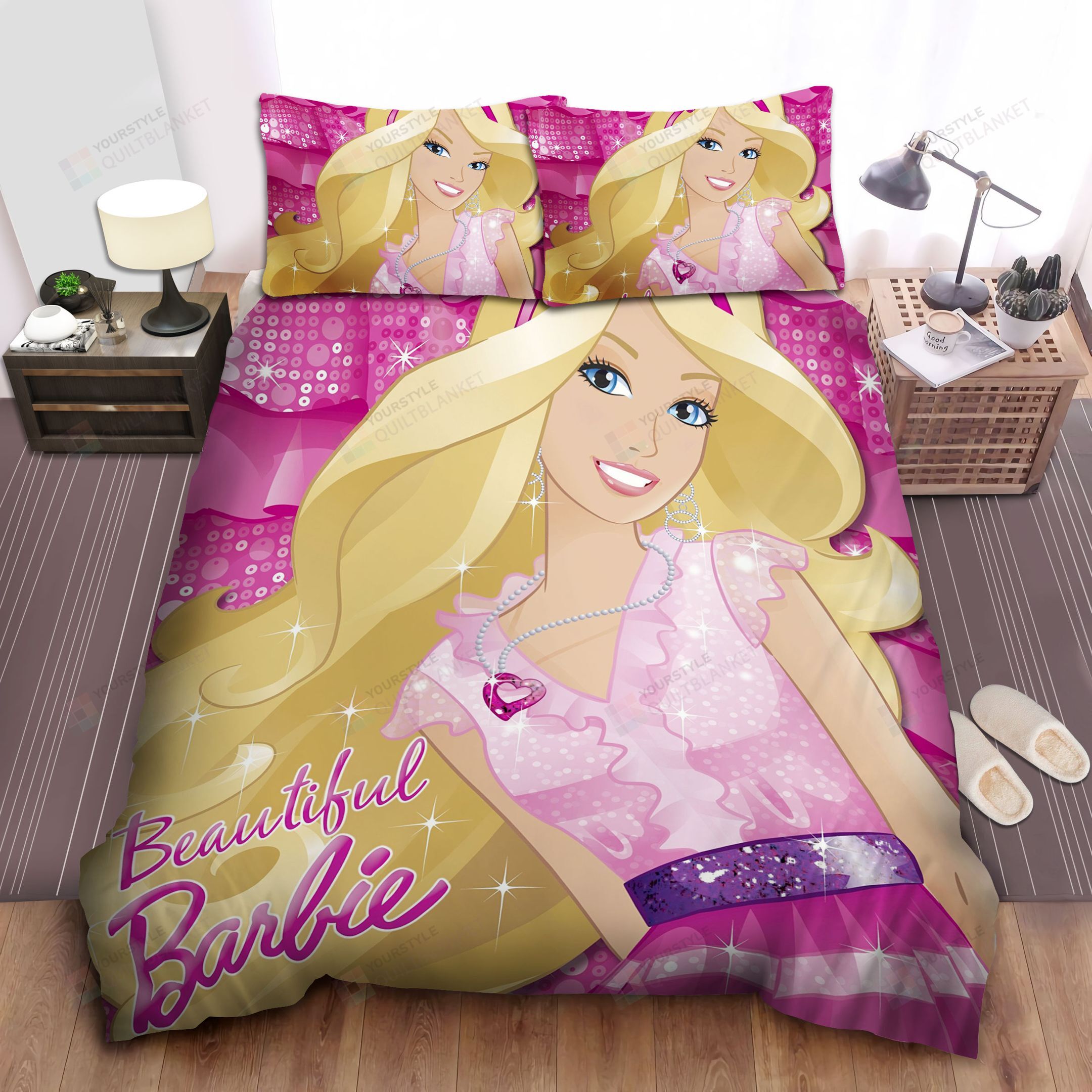 Personalized Bedding Set - Barbie Spread Included 1 Soft Duvet Cover or Quilt and 2 Lightweight Breathe Pillowcases