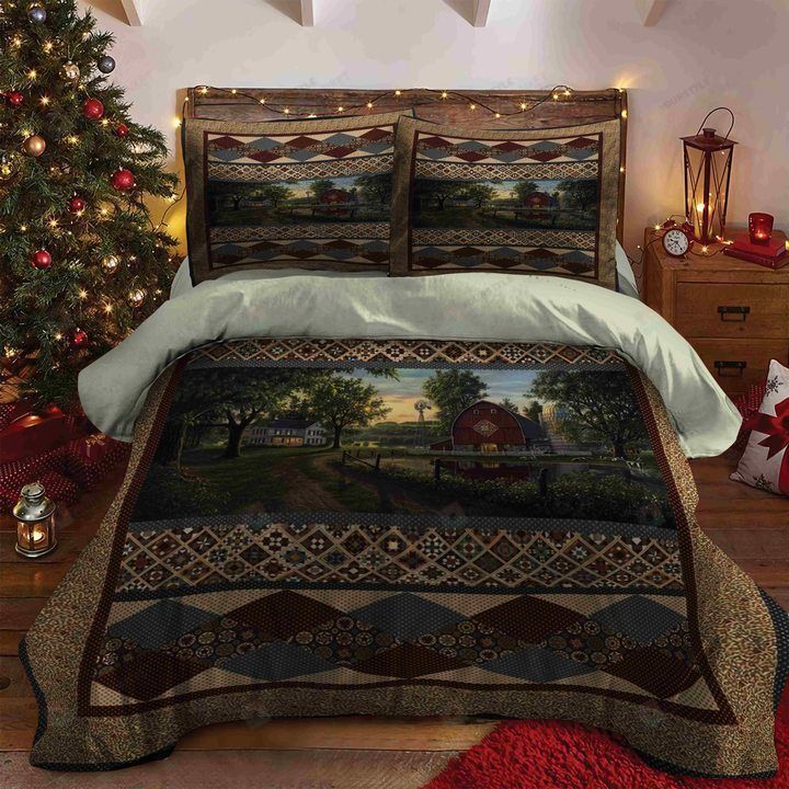 Personalized Bedding Set - Barn Cotton Spread Included 1 Soft Duvet Cover or Quilt and 2 Lightweight Breathe Pillowcases