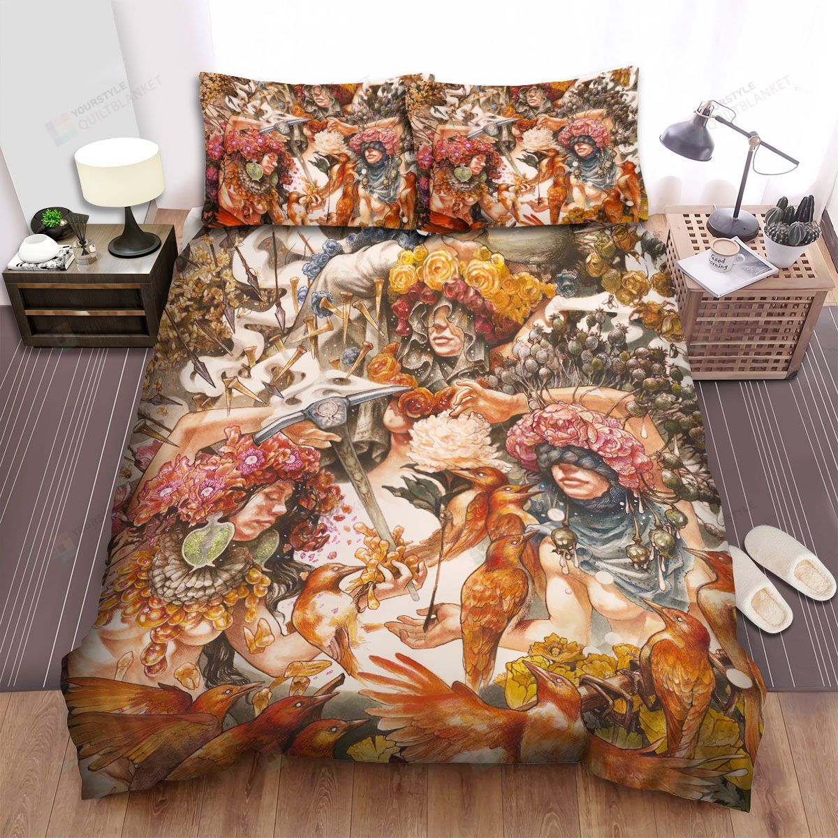 Personalized Bedding Set - Baroness Music Gold Grey Album Spread Included 1 Soft Duvet Cover or Quilt and 2 Lightweight Breathe Pillowcases