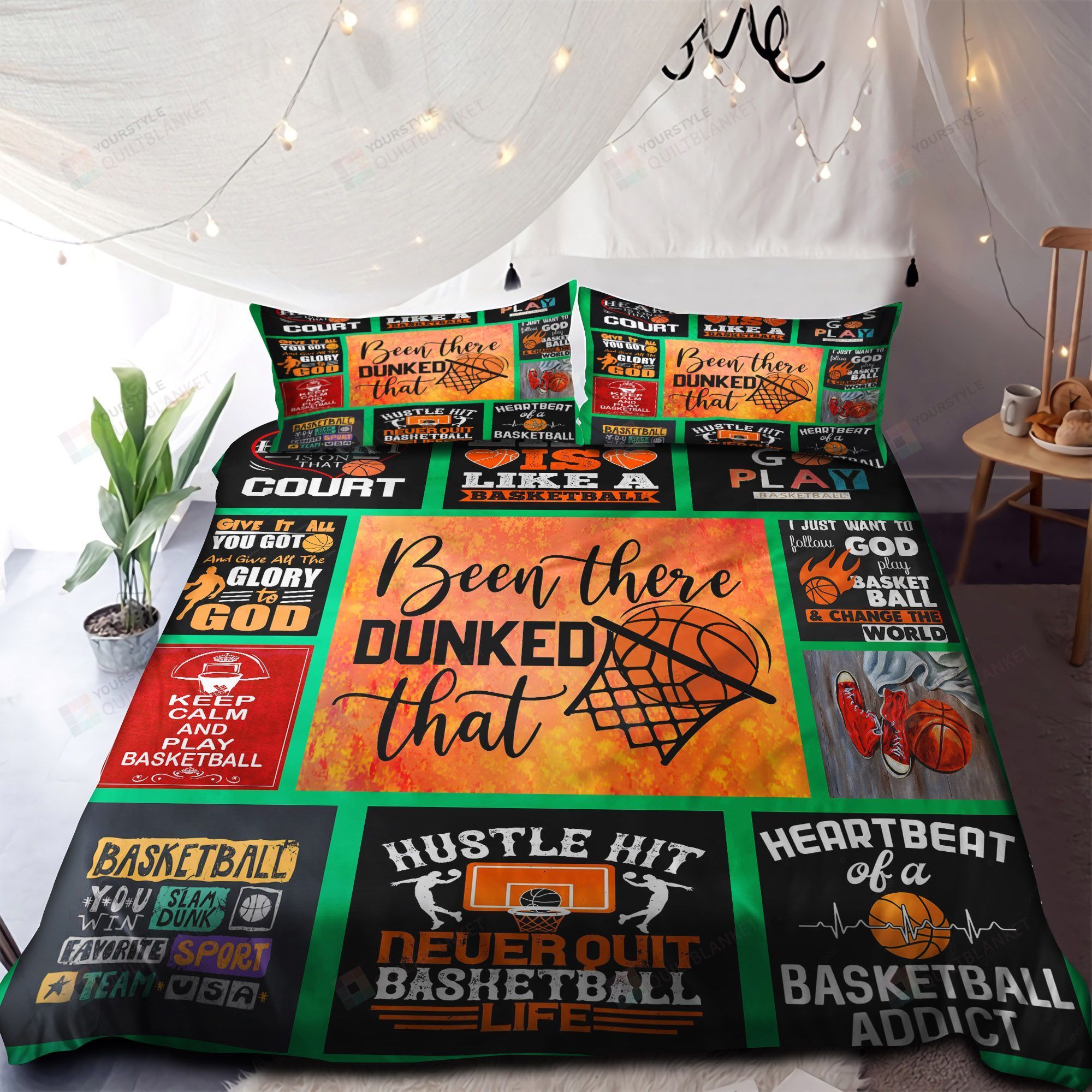 Personalized Bedding Set - Basketball Life Is Like Basketball Spread Included 1 Soft Duvet Cover or Quilt and 2 Lightweight Breathe Pillowcases