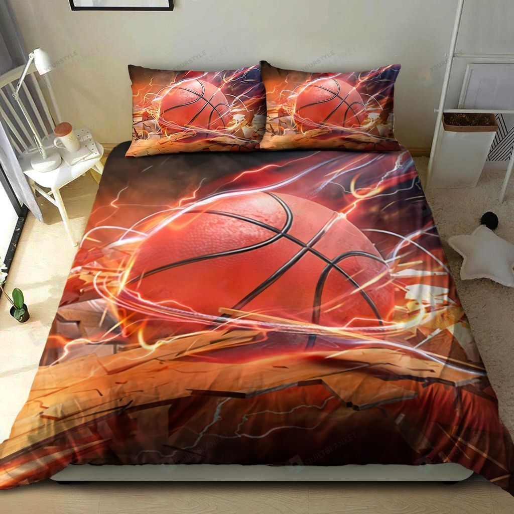Personalized Bedding Set - Basketball Spread Included 1 Soft Duvet Cover or Quilt and 2 Lightweight Breathe Pillowcases