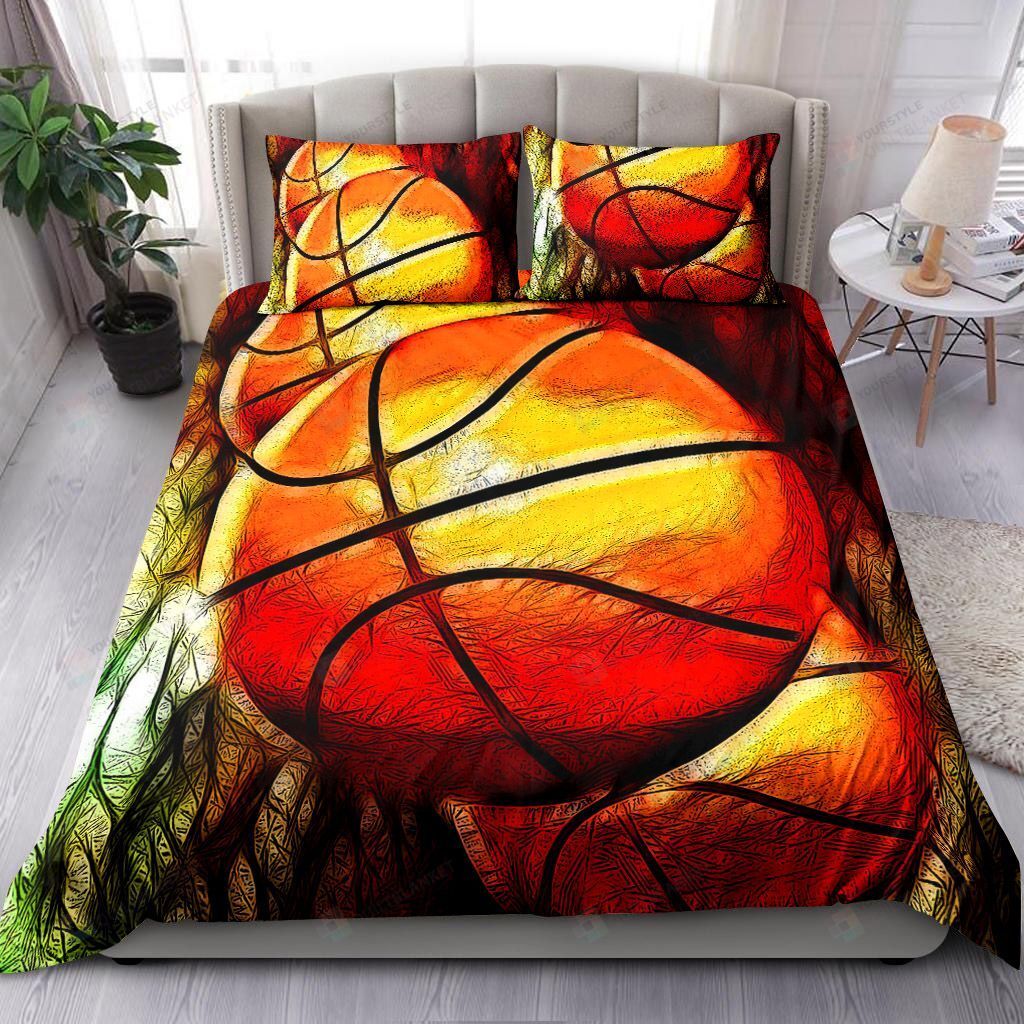 Personalized Bedding Set - Basketball Spread Included 1 Soft Duvet Cover or Quilt and 2 Lightweight Breathe Pillowcases