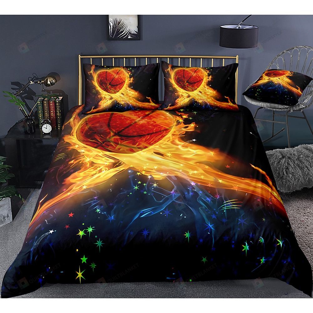 Personalized Bedding Set - Basketball Spread Included 1 Soft Duvet Cover or Quilt and 2 Lightweight Breathe Pillowcases