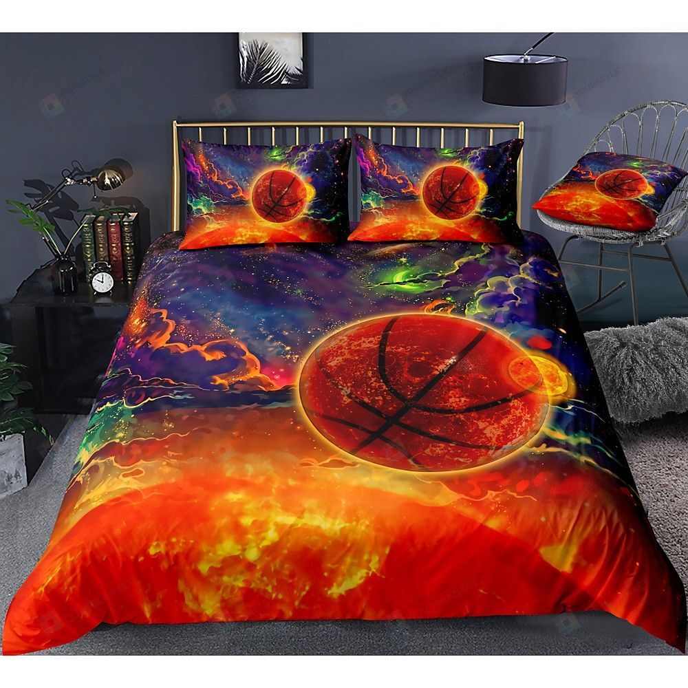 Personalized Bedding Set - Basketball Spread Included 1 Soft Duvet Cover or Quilt and 2 Lightweight Breathe Pillowcases
